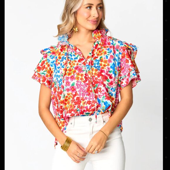 Shauna Ruffle Shoulder Top